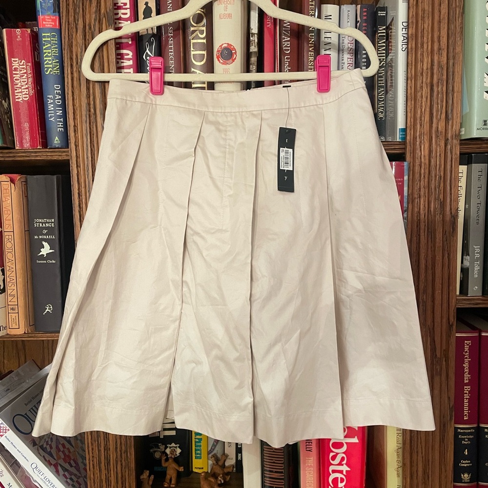 Theory Tan Pleated A-Line Work Skirt